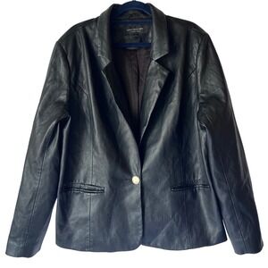 Marc New‎ York Black Faux Leather Blazr size M